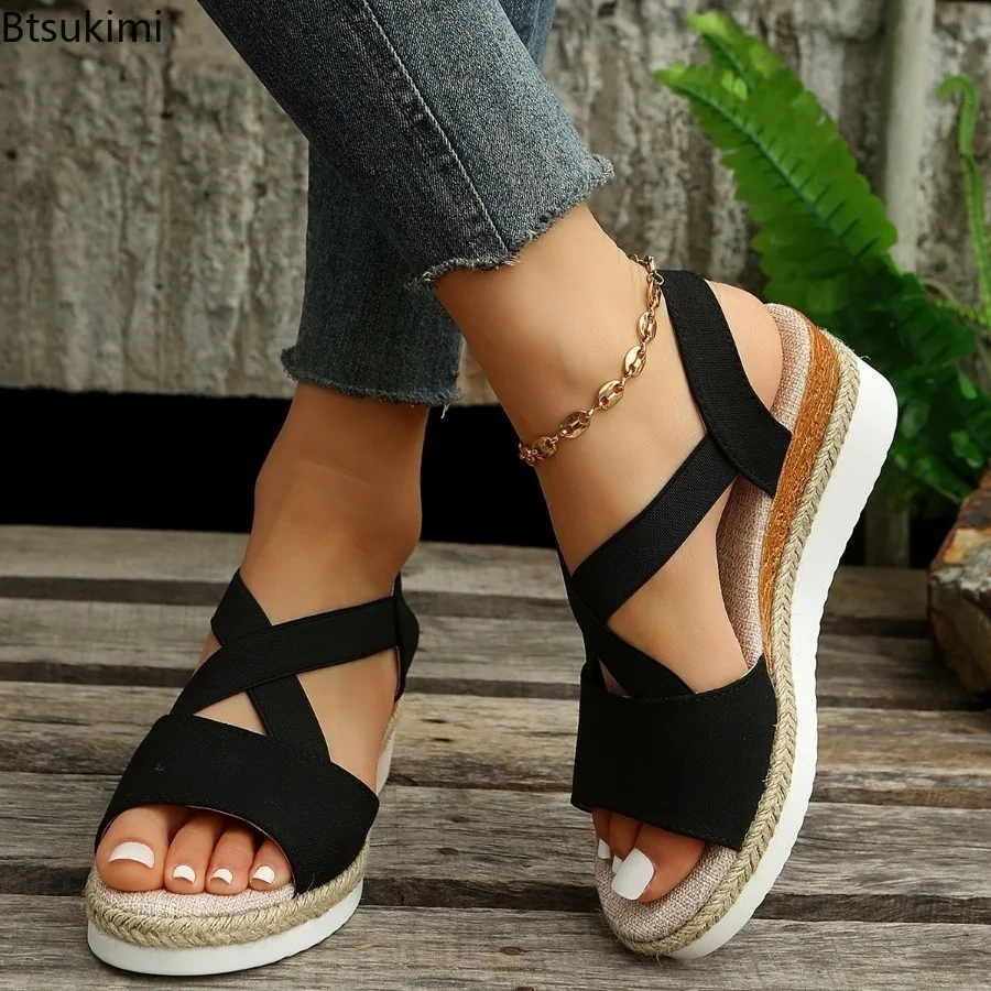 

2023 Women's Summer Sandals Fashion Wedge Light Weight Platform Gladiator Shoes Women Peep Toe Non Slip Casual Sandalias Mujer