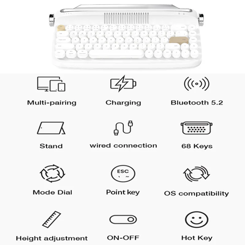 Clavier Bluetooth sans fil pour clavier type-graveur rechargeable