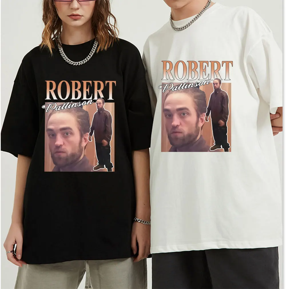 100 Cotton Funny Robert Pattinson Standing Meme T Shirt Men Pre shrunk