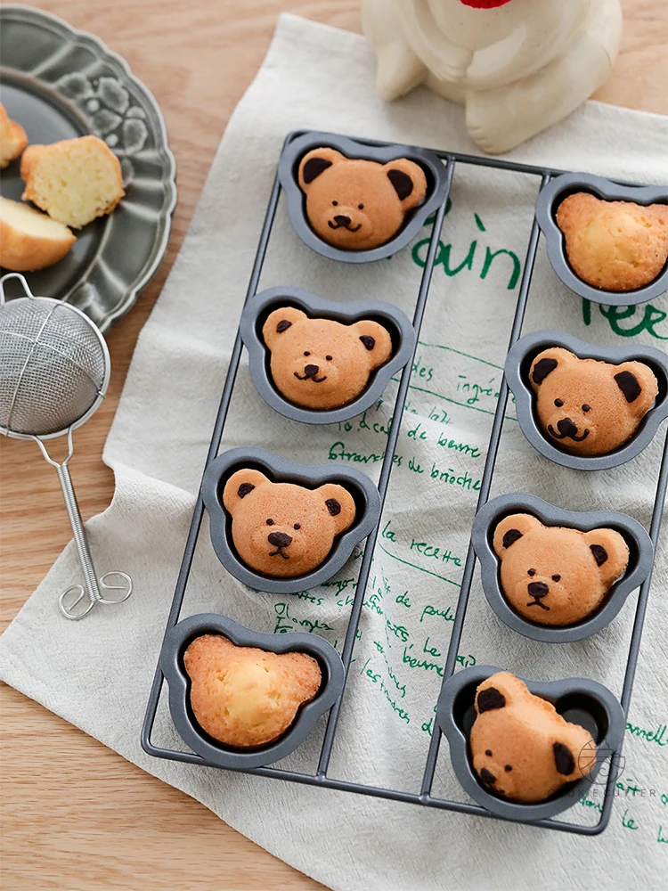

8-Piece Japanese-Style Cartoon Bear Madeline Baking Tray Internet Celebrity Drinks Accessories Three-Dimensional Bear Iron Wire