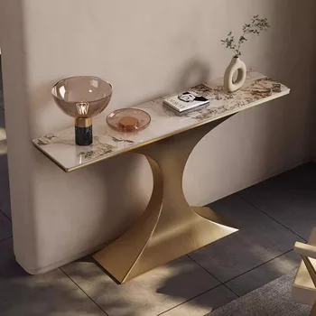 Tavoli Console Moderni per Ingresso, Semplici Tavoli in Metallo per Corridoio, Console Nordiche in Marmo per Arredamento Casa