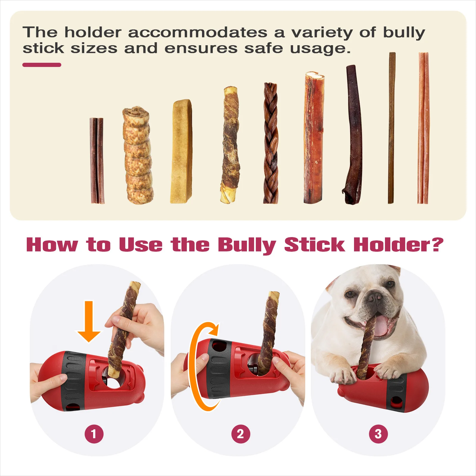 Bully Stick Holder Dog Toy Slow Feeder Ball Food Dispensing Toy for Small Medium Dogs Irregular Rolling Design Dog Toys 6