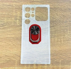 Enhanced Product Title:  
6.88 Soft TPU Silicone Case with Back Finger Ring and Bracket Phone Cover for Oukitel C62 Pro (Transparent C Red)