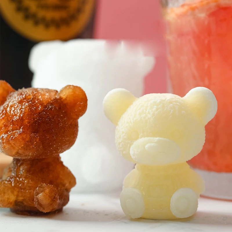 Ice Cube Maker Silicone Mold Ice Cream Popsicle Mould Creative DIY Bear Animal Shape For Bartender Whiskey Wine Bar Accessory