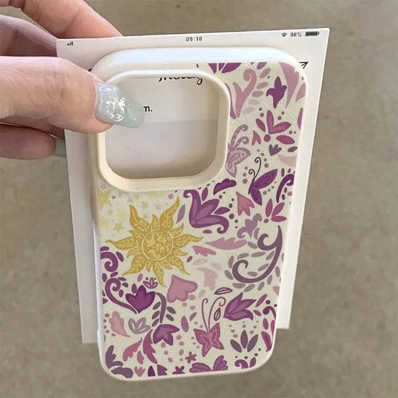 Purple Sun Leaf Lichee Pattern Silicone Phone Case Cover