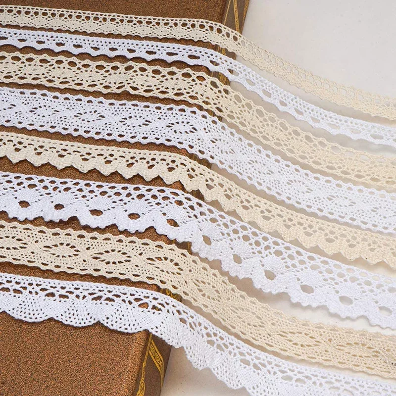 Spitzenband Aus Baumwolle – 1 Cm Breit, 9,15 M Lang, Weiß, Für Nähen, Hochzeit, DIY