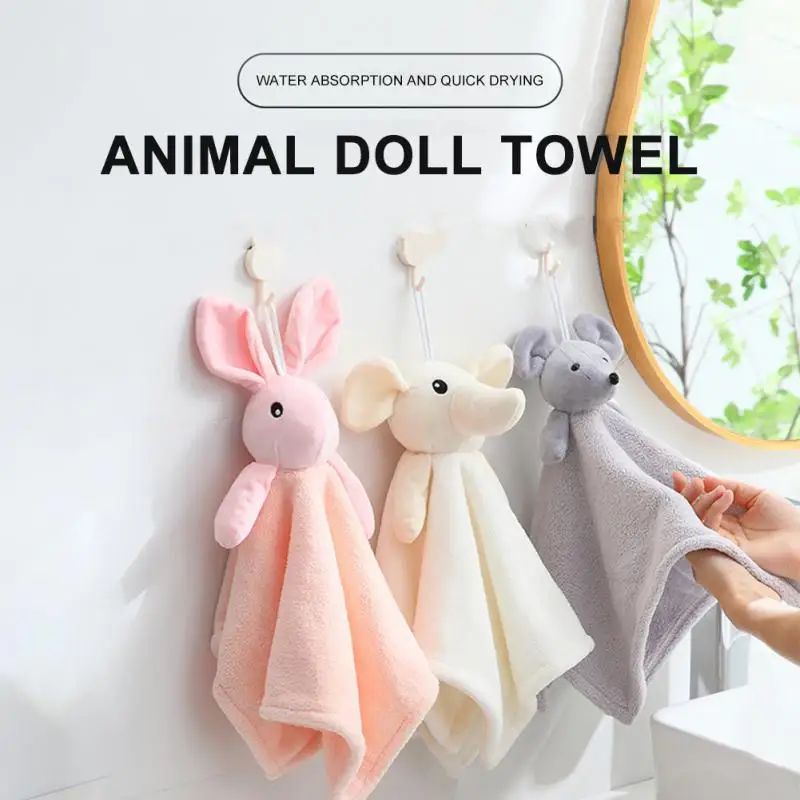 Hangable Coral Velvet Speed Dry Face Hand Towel Cartoon Cute Soft