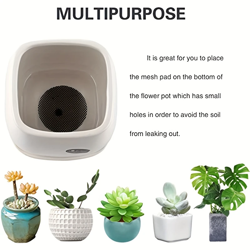 Flower Pot Hole Mesh Pad Round Drainage Hole Screens Prevent Soil Loss Anti Plant Drainage Screens Gasket 50pcs flowerpot gasket pot drain pad flower pot flower pot mesh pad plant pot plant drainage gasket