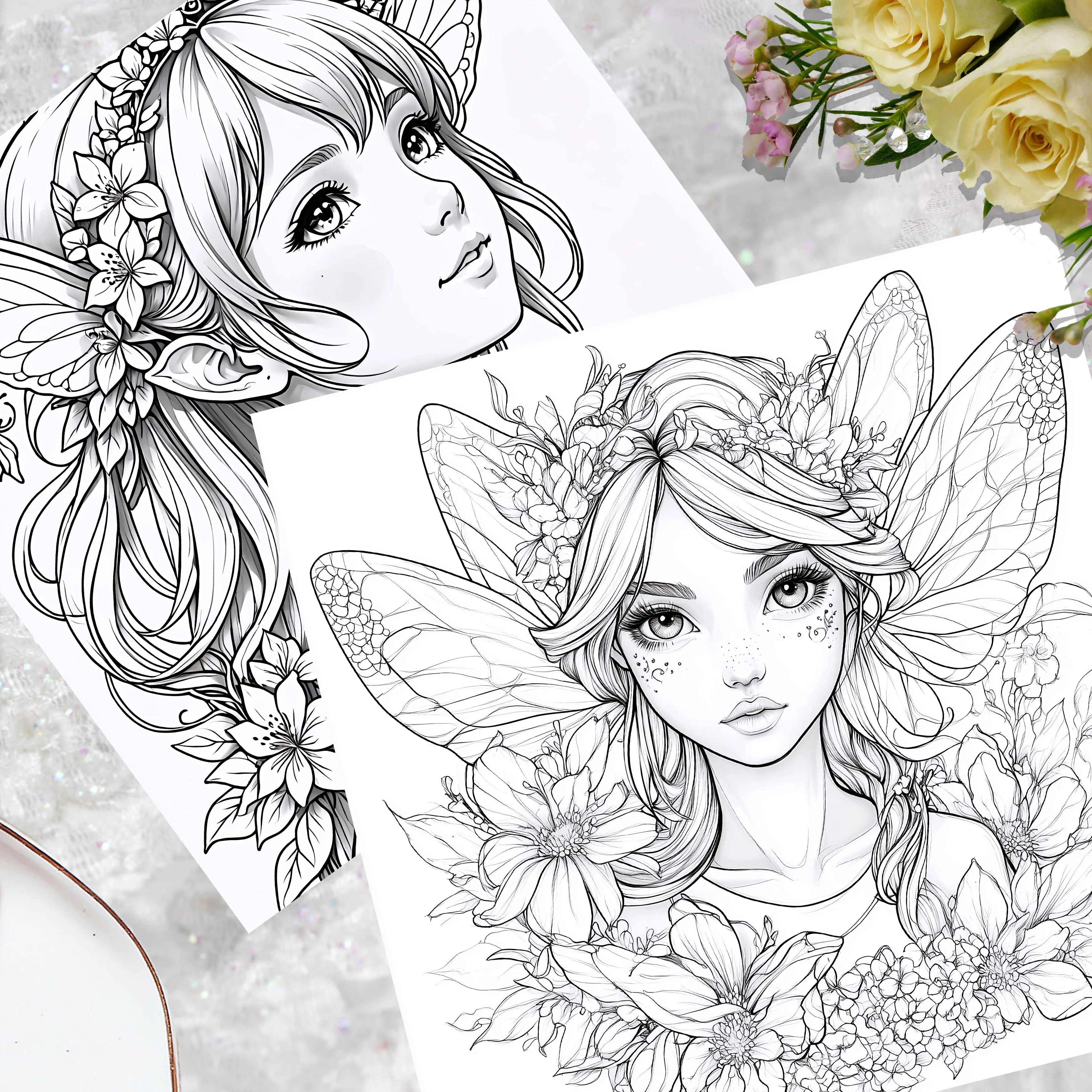 1PC Flower Fairy Coloring Book 26 Unique Pages For Adults & Teens - Self-painting Art Graffiti Anxiety Relief Perfect Gift 3