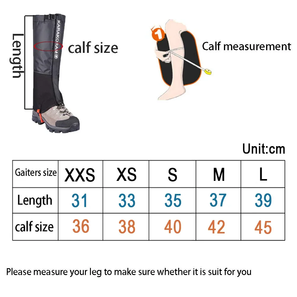 Waterproof Leg Gaiters Waterproof Snow Leg Gaiters Hiking Boot Legging Shoes Warmer Snake Shoe Cover Tourist Outdoor Camping Trekking Climbing Hunting