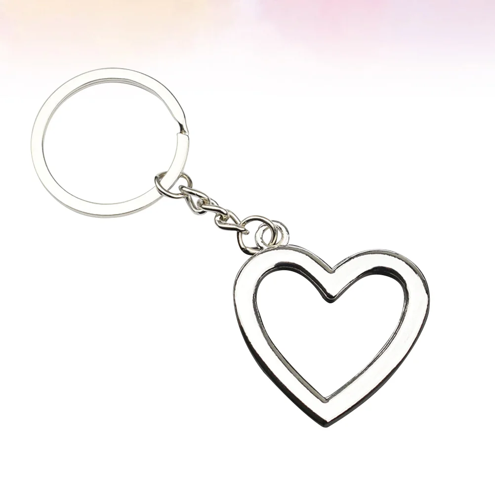 

6pcs Heart Shaped Keychain Hanging Key Ring Ornament Alloy Keychain Decor Friends Family Gift