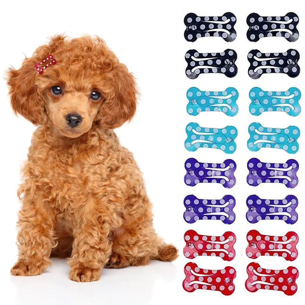 

5 pcs/set Dot Pattern Cute Bone Shape Lightweight Dog Hair Clip Puppy Grooming Accessories Dog Supplies Pet Hairpin