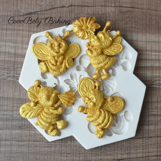 3D Bee Silicone Molds Candy Chocolate Gumpaste Mold DIY Cupcake Topper  Fondant Cake Decorating Tools Polymer