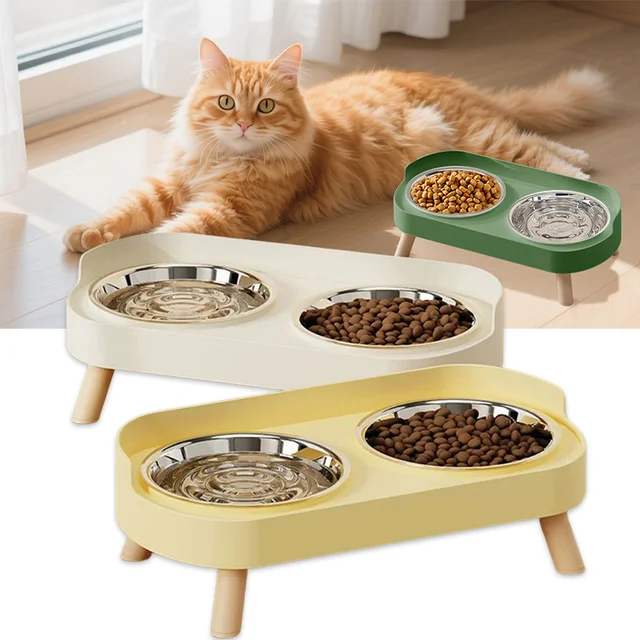 Cat Bowl Stainless Steel Double Bowl Anti Knock Pet Bowl Water and Food Integrated Cat and Dog Bowl Protects Cervical Spine Cat Bowl Stainless Steel Double Bowl Anti Knock Pet Bowl Water and Food Integrated Cat and Dog Bowl Protects Cervical Spine