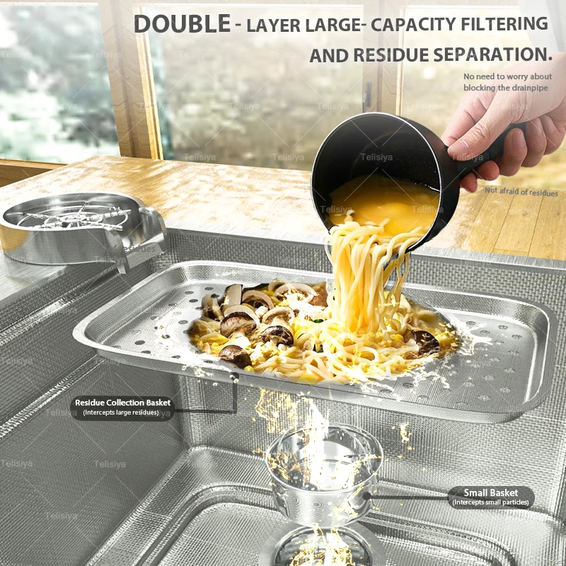 Kitchen Stainless Steel Large Sink Multifunctional Kitchen Sink Cleaning Ingredients and Cutlery