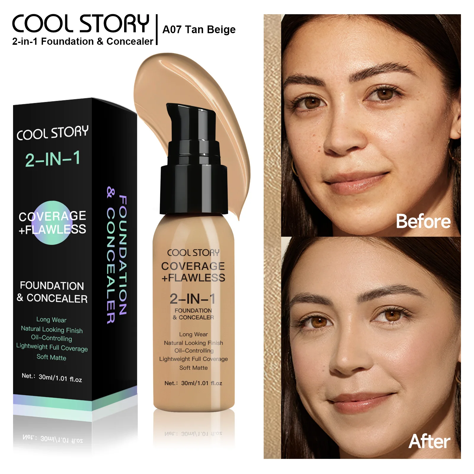 Base líquida correctora de cobertura completa de 10 tonos, Base de maquillaje de alta cobertura, base de maquillaje, crema Natural mate