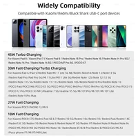Зарядное устройство, 45 Вт, адаптер для быстрой зарядки турбины ЕС, кабель типа C 6A для Xiaomi Mi 11T 10T POCO X4 X5 Redmi Note 15 Pro 15 14 — изображение 2