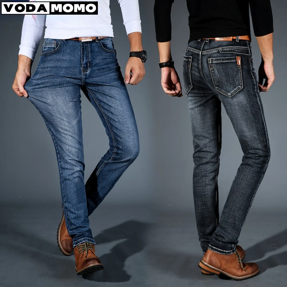 2024 Autunno Nuovissimi Jeans Moda Uomo Business Casual Stretch Slim Jeans Pantaloni Classici Pantaloni Denim Jeans Abbigliamento Uomo