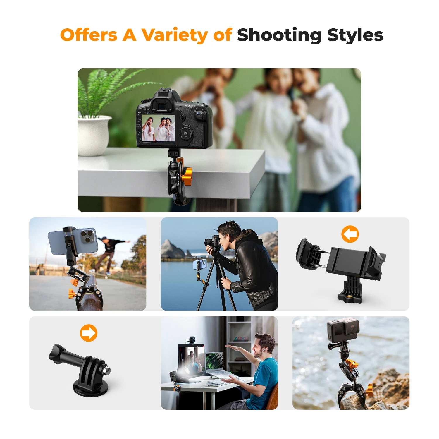 K&F Concept Multi-Functional Super Clamp With Ballhead Magic Arm For GoPro Insta360 for DJI OSMO Aciton Camera Phone Tripod Phone Tripod Mini Tripod Camera Tripod Flexible Phone Tripod Camera Mount Phone Tripod Mount Photography Tripod Camera Tripod Mount Extendable Tripod Metal Tripod