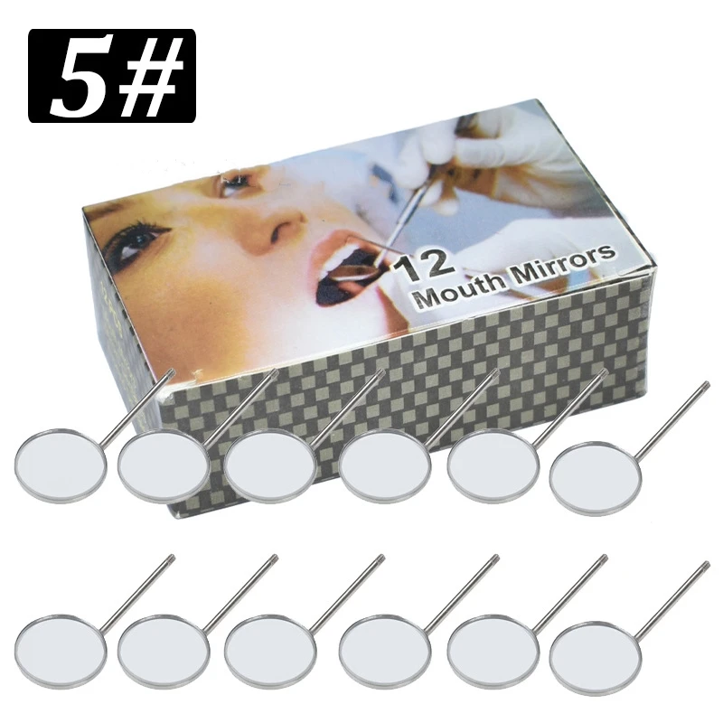12Pcs/box Dental Mouth Mirror Head Stainless Steel Cone