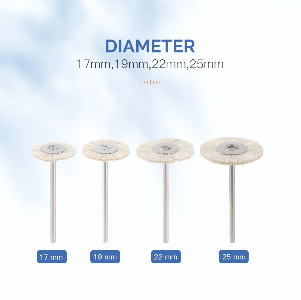 10 Stück/Packung Dental-Polierbürstenrad aus weißem Ziegenhaar, 17/19/22/25 mm, extra weich, für Zahnarzt-Polierer mit niedriger Drehzahl – Detail 4
