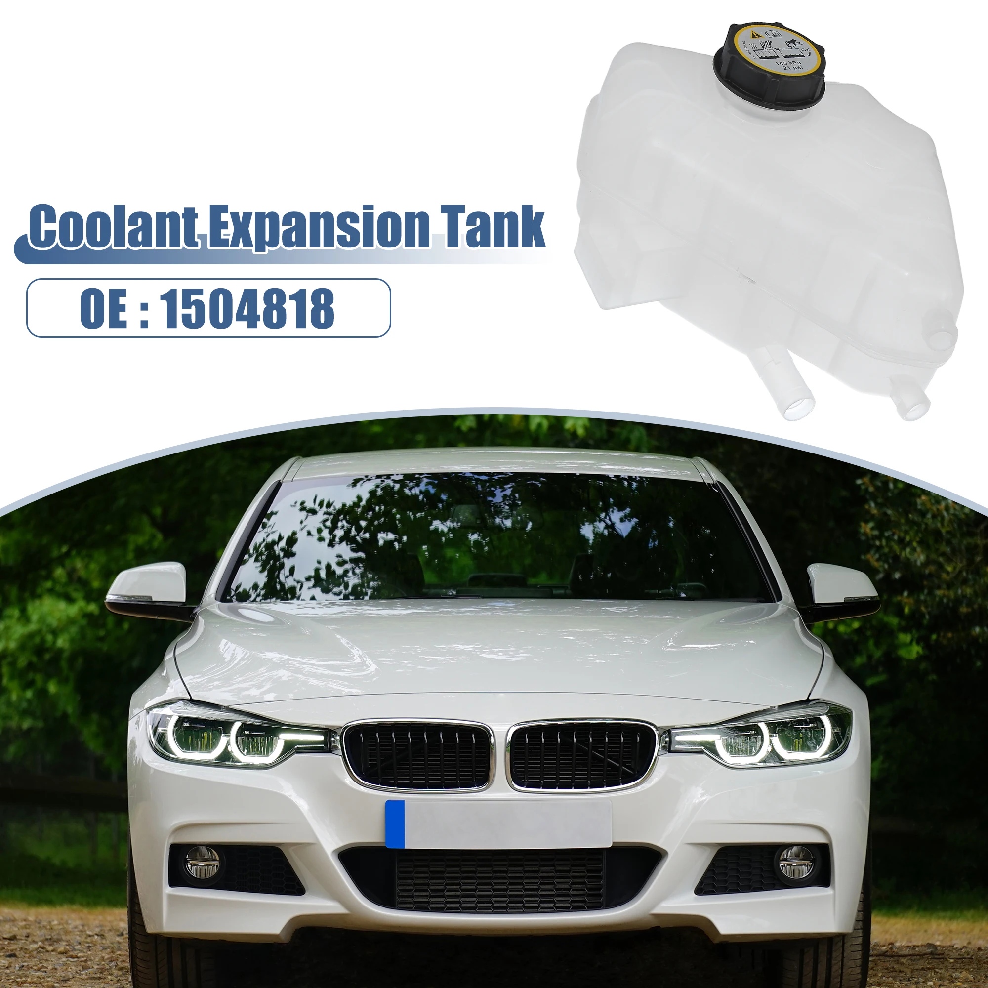 UXCELL 1 세트 라디에이터 냉각수 확장 헤더 탱크 병(포드 1504818용 캡 포함)