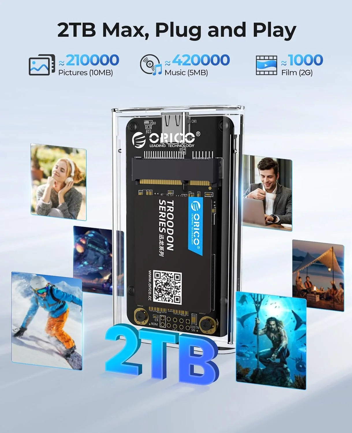 Orico-adaptador Externo Transparente para Samsung M.2 Ssd Enclosure Case para Usb 3.2 Gen1 5gbps Ngff Ssd - Imagem 5