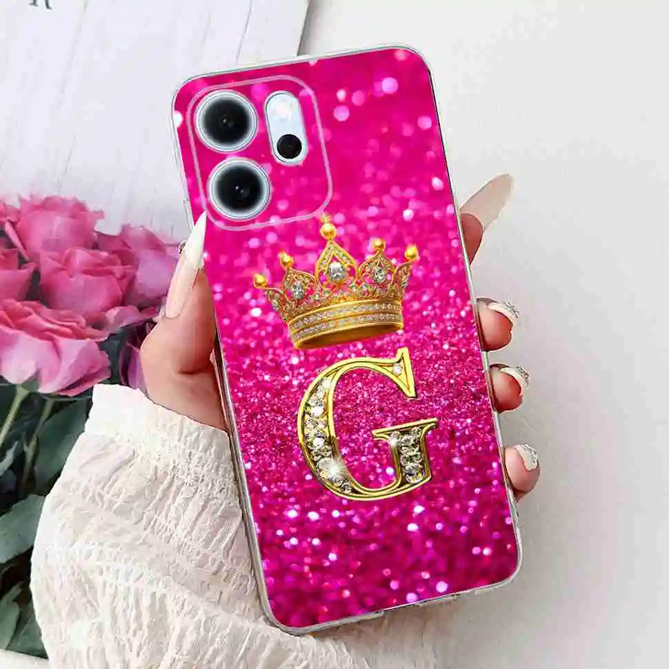 New Design Floral Letter TPU Soft Silicone Phone Case - 6.57 Cover, Elegant and Durable Protection