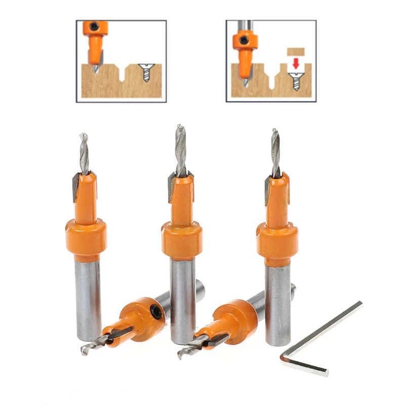 

2PCS Woodworking counterbore drill taper hole round shank alloy head wood self-tapping screw installation ladder 10mm new type