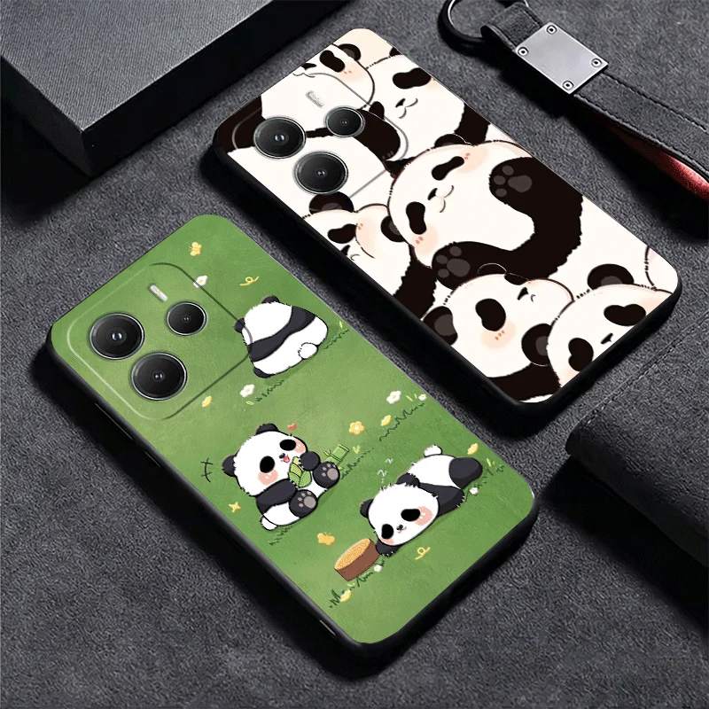 Adorable Cartoon Panda Soft Black Phone Case Cover