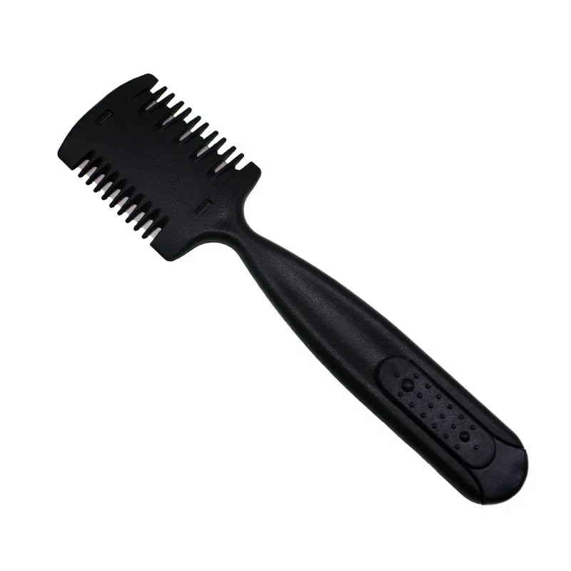 Pettine per taglio capelli Spazzole per capelli con lame di rasoio Forbici da barbiere Parrucchiere Diradamento Parrucchiere Strumenti per lo styling fai da te Manico nero - immagine 5