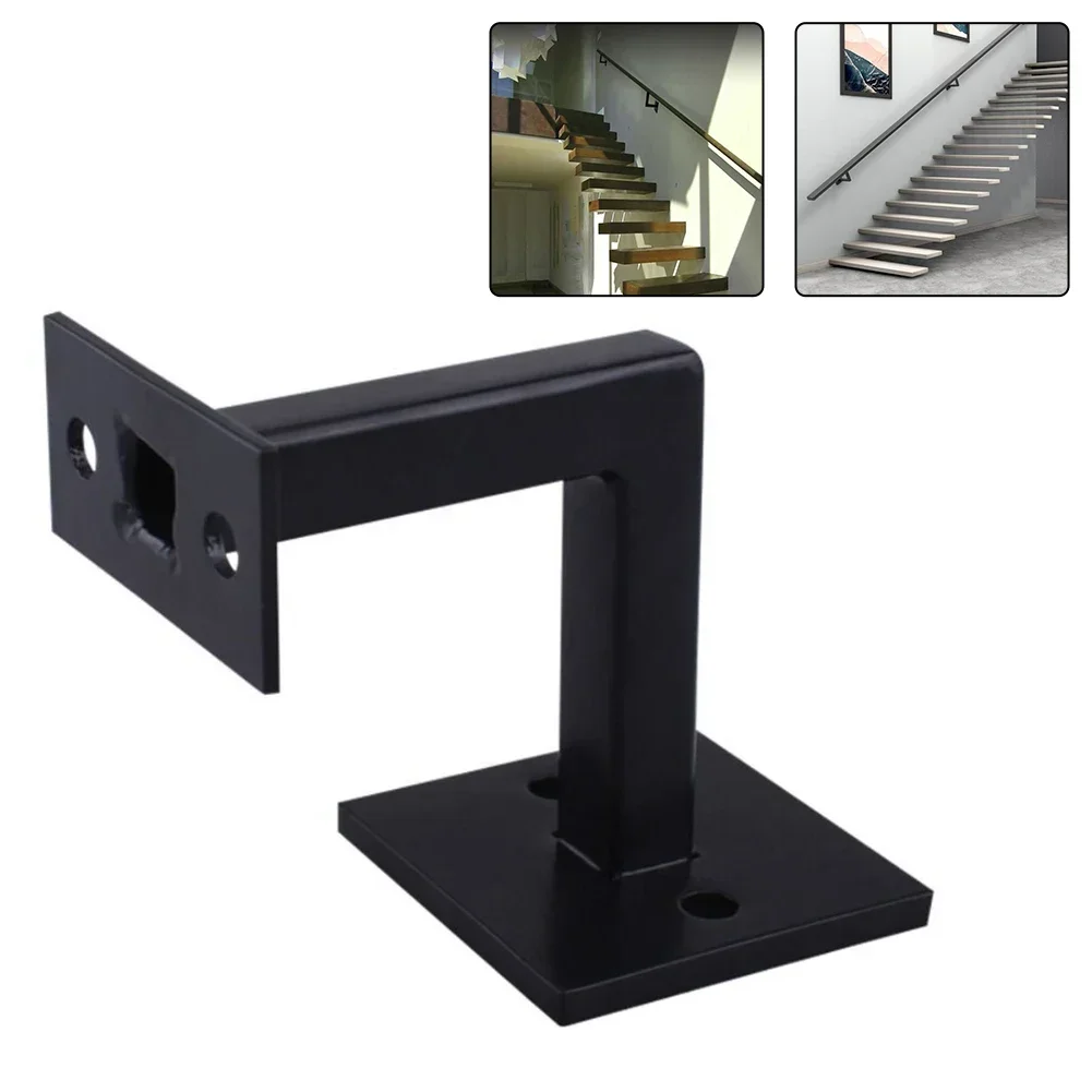 Sleek Black Stainless Steel Handrail Bracket - Durable with Perfect Dimensions