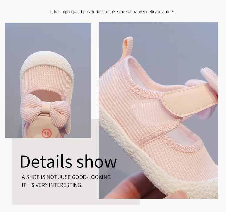 Description Picture 5 of itemKids Shoes Baby Girl Walking Shoes with Breathable and Non Slip Mesh Bow Princess Shoes with Non Slip Soft Soles