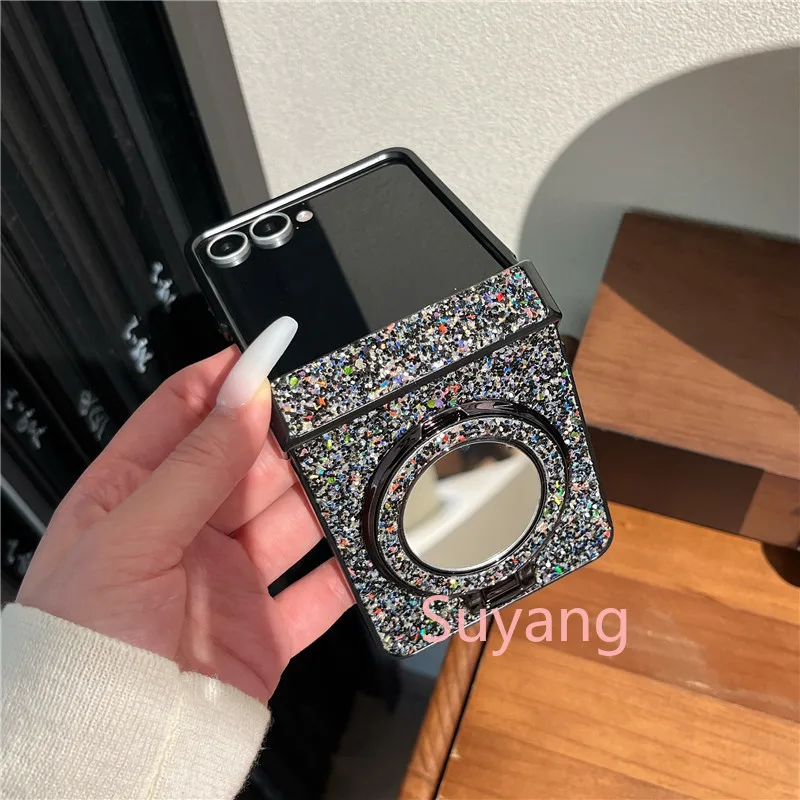 Magnetic Phone Case With Makeup Mirror For Samsung Galaxy Z Flip_voghion.com