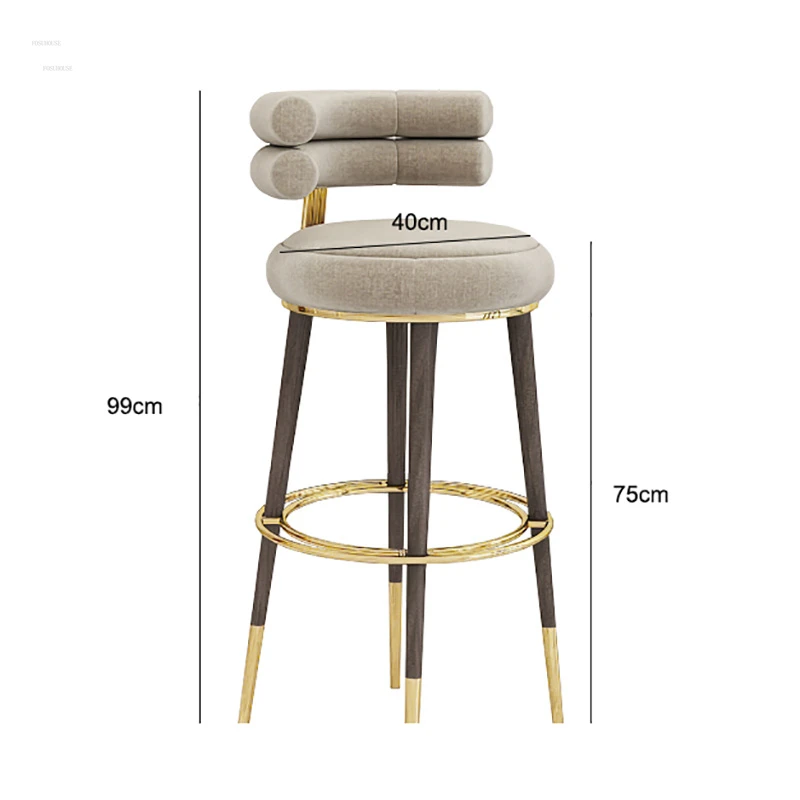 

Aesthetic Fabric High Dining Room Chairs Kitchen Stainless Steel Bar Chair ModernBack Bar Chaise Coiffeuse Bedroom Furniture