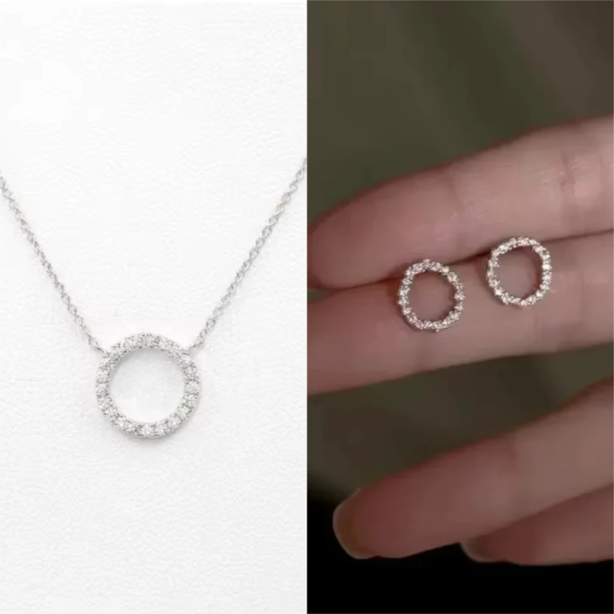 Fashion Trend Elegant Jewelry Simple Crystal Circle Pendant Necklace Golden Color Unquie Women Necklace Party Gift Wholesale
