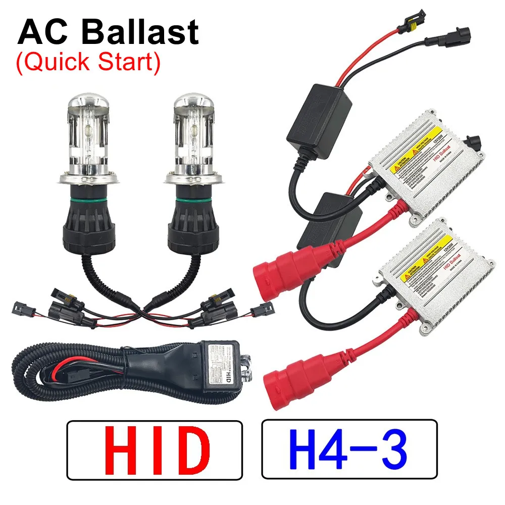 Quick Start H4 Bi-xenon Headlight Kit 35W 55W 4300K 6000K HID Xenon Bulb With AC12V Slim Ballast Stabilizer