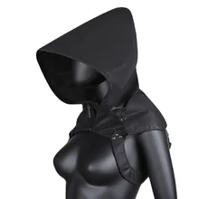  Medieval Cosplay Hooded Cloak Headgear Women/Men Halloween Gothic Scarves Headscarf Shawl Hood Dark Punk Goth Black Headscarf 