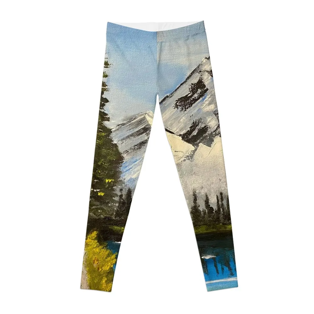 Mountain landscape with lake Leggings push up fitness push up tights for Womens Leggings