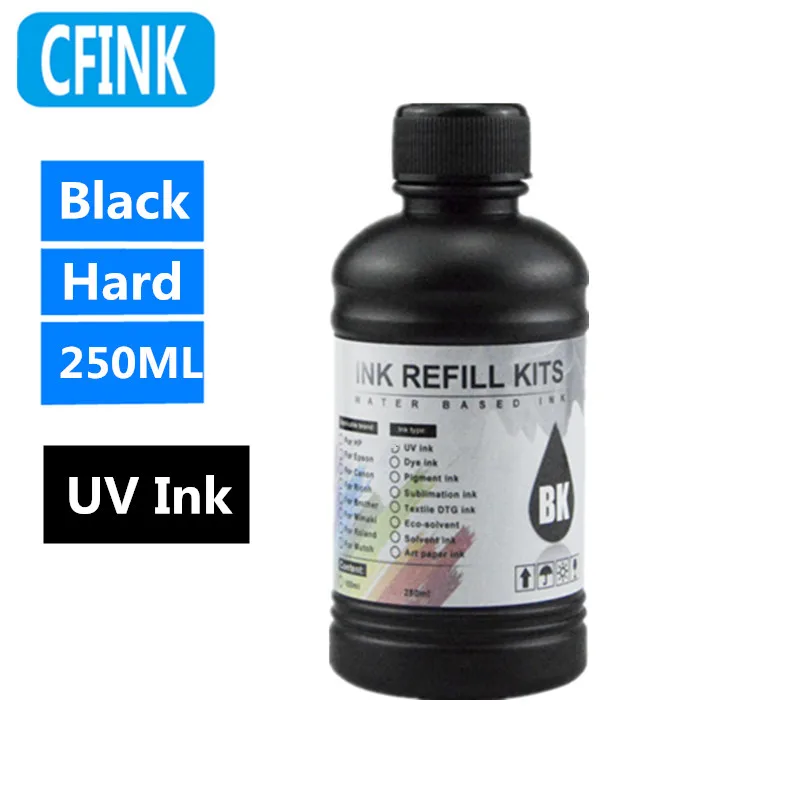 Inkjet Printer Ink 250ML/Bottle UV Hard ink CMYK White LED UV Ink For Epson DX5 DX7 XP600 TX800 Printhead I3200 I1600 R1900 R2000 Rl800 Printer