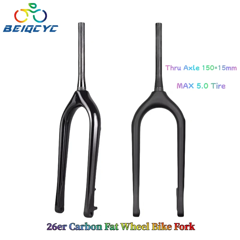 Fourche VTT 26 Pouces En Fibre De Carbone Pleine - Pour Fat Bike, Débattement 120mm, Axe 15mm