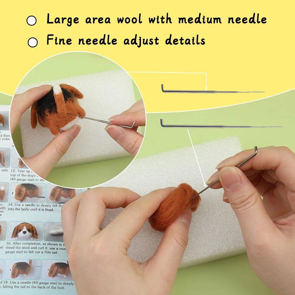 Animals Cat Dog DIY Needle Felting Set with Foam Mat for Handcraft Project Beginners Needle Felting Supplies Kits with Tools wool felting kit needle felt kit needle felting mat
