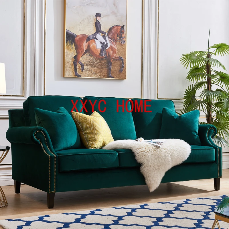 

American Style Luxury German Flannel Armrest Sofa Removable and Washable Living Room Three-Seat Sofa