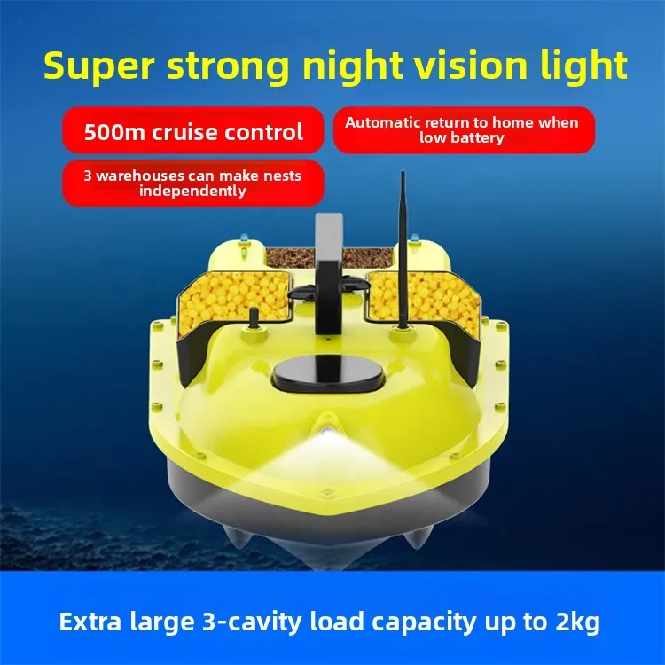 Bateau de pêche télécommandé 500mm ABS jaune - RC boat