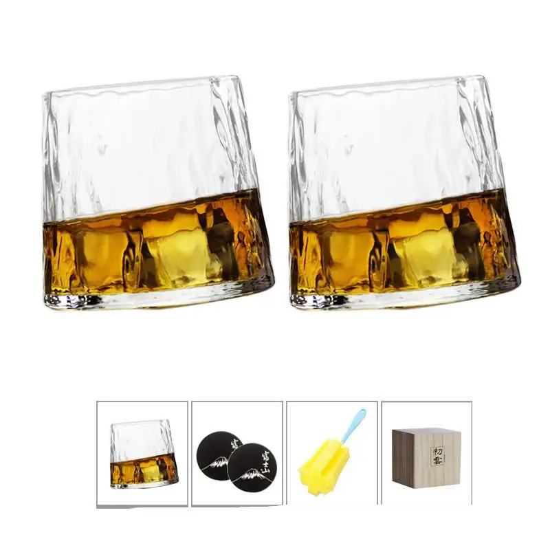 Thickened rotating crystal glass wine glass ins wind Nordic whisky glass creative personality foreign wine tumbler cup