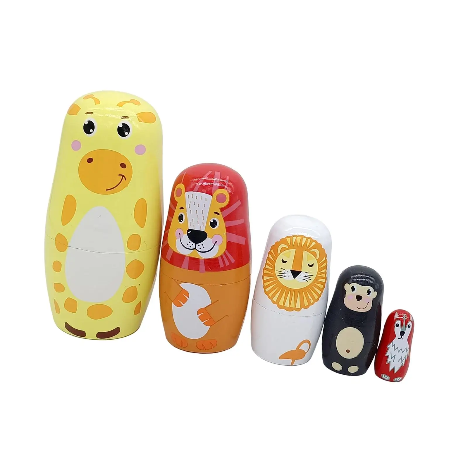 

5Pcs Nesting Doll Figures Handmade Stacking for Home Birthday Gift Children