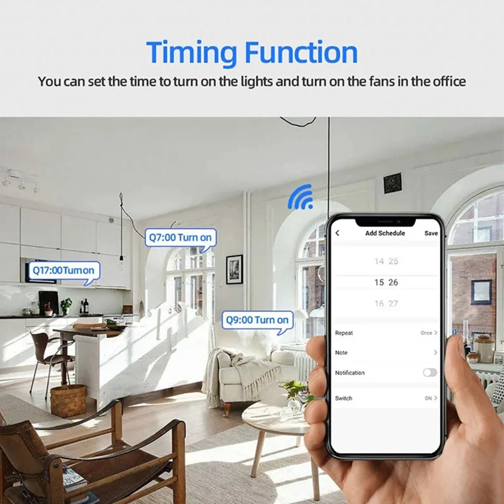 10A WiFi Smart Relay Switch Wireless Remote Control Timing Function Compatible with Alexa Google Home Ewelink Tuya