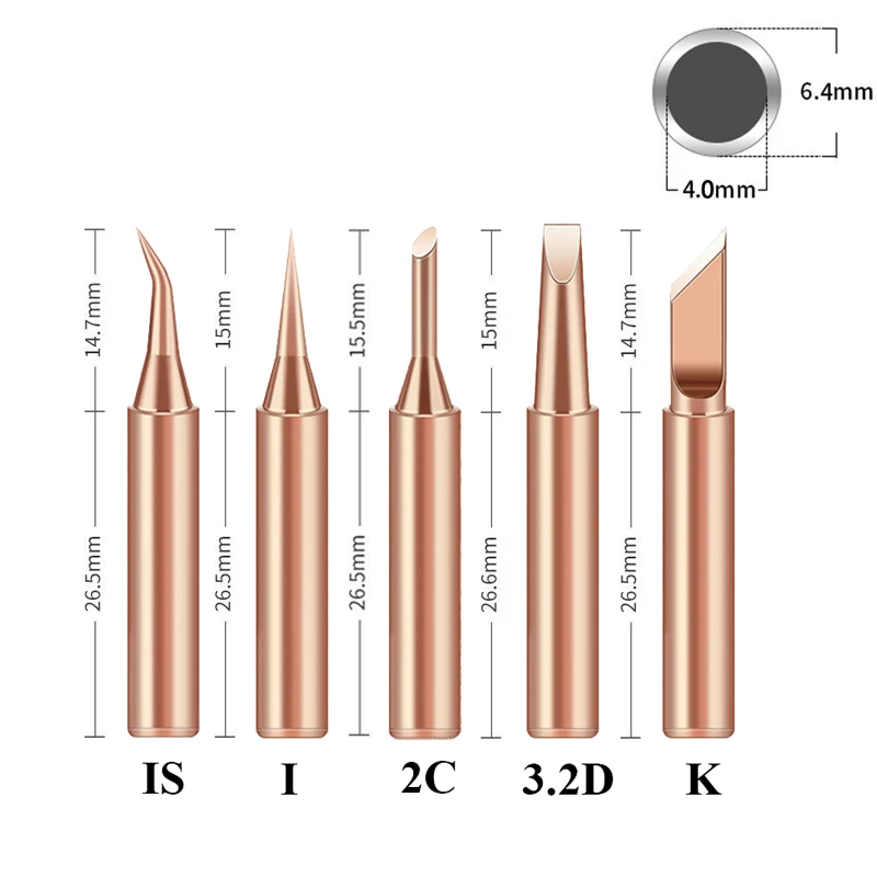 Pure Copper Soldering Iron Tip I + B + K + 2.4D + 3C Soldering Station Solder Iron Welding Tip Head Top Sting BGA Lead-free Tools 1/5pcs soldering iron kit soldering iron set electric soldering iron soldering iron