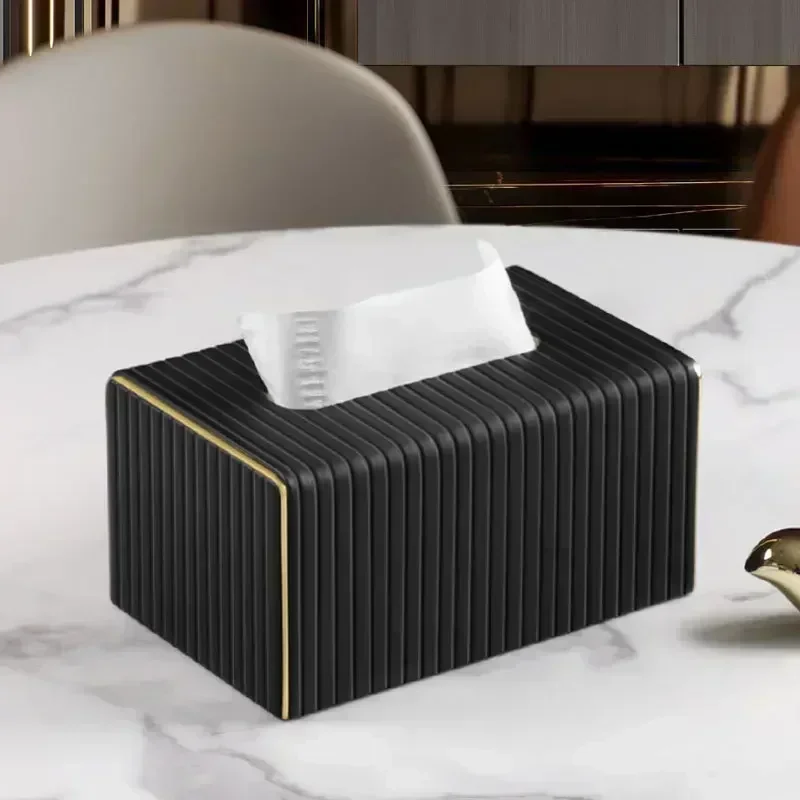 2025High Quality Streak Luxury Leather Tissue Box,European Style Tissue Box Holder,Living Room Hotel Home Decoraction Tissue Box 5