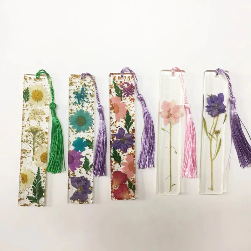 Creative Epoxy Bookmark Reading Book Mark Chrysanthemum Dried Flower Tassel Bookmark Mother'S Day Gift Teacher Resin Bookmark